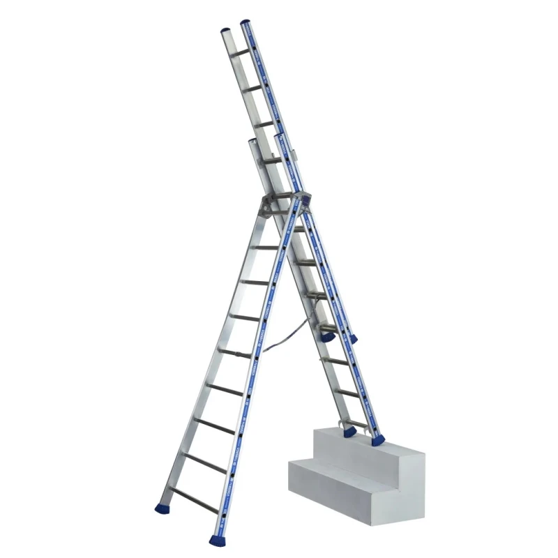 TUBESCA Aluminium 3-Section Aluminium Ladder Closed Height 3.49m Extended Height 6.01m Load Capacity 150kg Model 02443609
