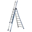 TUBESCA Aluminium 3-Section Aluminium Ladder Closed Height 3.49m Extended Height 6.01m Load Capacity 150kg Model 02443609