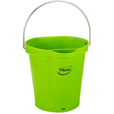 Vikan 6L Plastic Lime Round Bucket with Handle 260mm Length 270mm Width 568877