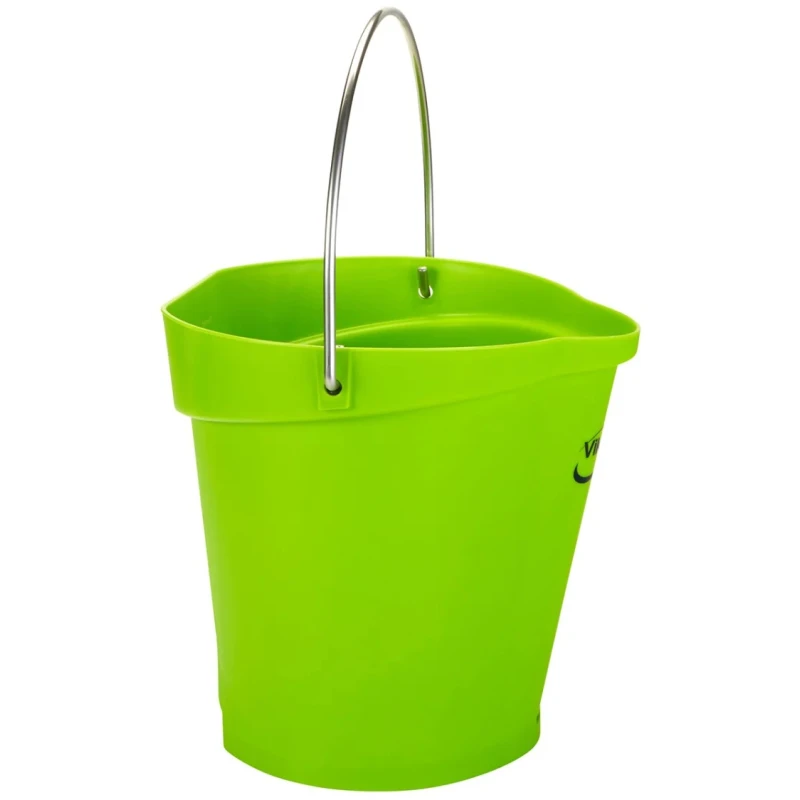 Vikan 6L Plastic Lime Round Bucket with Handle 260mm Length 270mm Width 568877