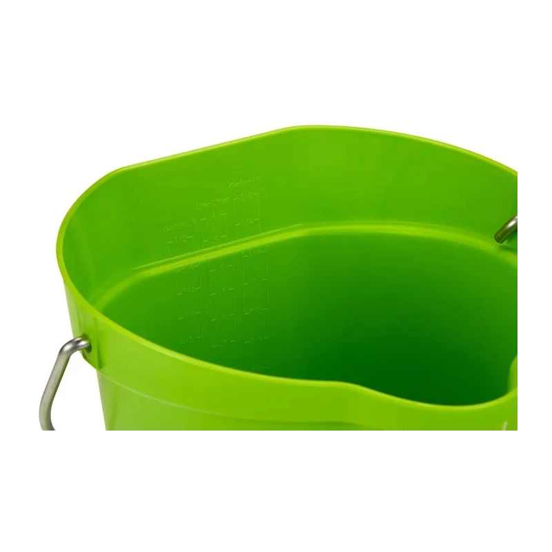 Vikan 6L Plastic Lime Round Bucket with Handle 260mm Length 270mm Width 568877