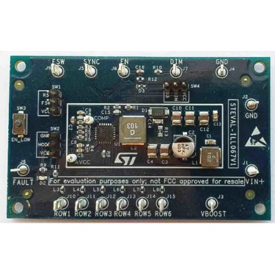 STMicroelectronics LED Driver Evaluation Board for ALED7707, 6-Channel 70mA Output, PWM Control, 6V-32V Input STEVAL-ILL067V1