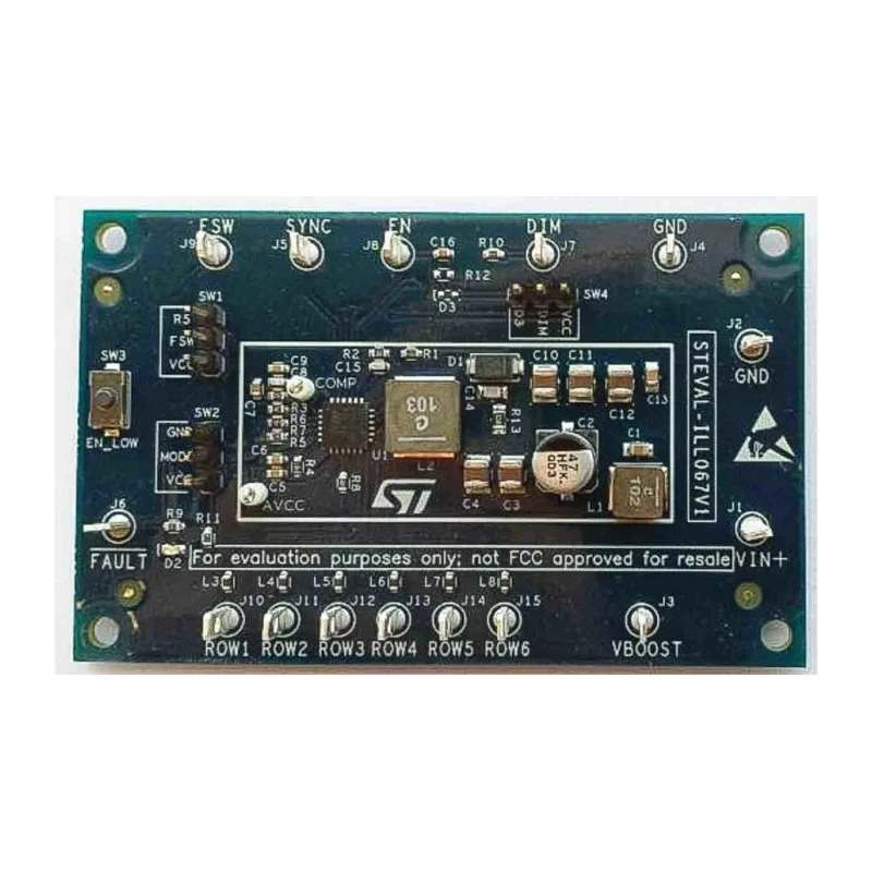 STMicroelectronics LED Driver Evaluation Board for ALED7707, 6-Channel 70mA Output, PWM Control, 6V-32V Input STEVAL-ILL067V1