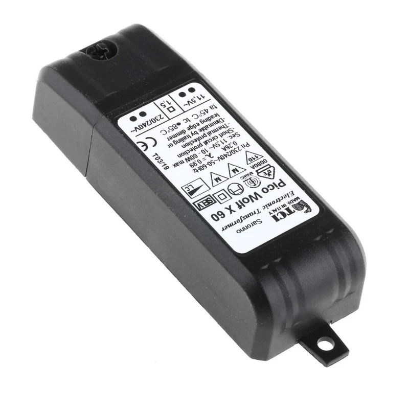 RS PRO 60 W Light Transformer 220 to 240 V ac Input, 11.5 to 12 V Output, Electronic Trailing Edge Dimming 714-1388