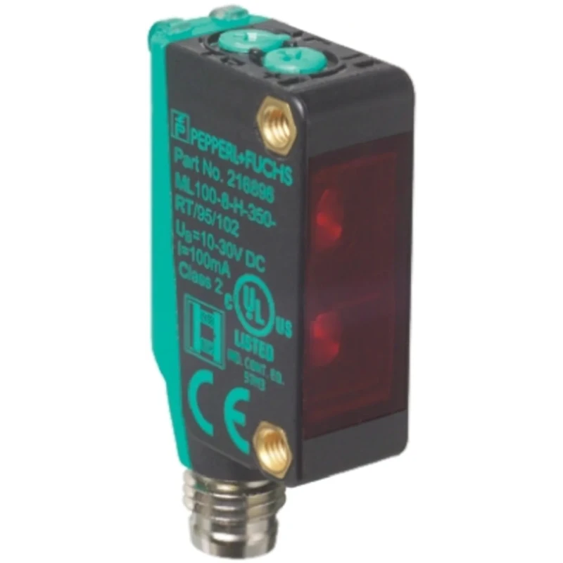 Pepperl + Fuchs Diffuse Photoelectric Sensor Block Sensor 5 mm to 350 mm Detection Range NPN Output ML100-8-H-350-RT/95/102