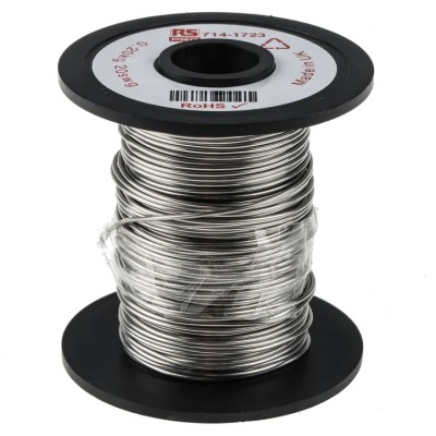 RS PRO Silver Hook Up Wire Test Lead Cable Nickel Chrome Conductor 36 m 0.91 mm OD 1150°C 714-1723