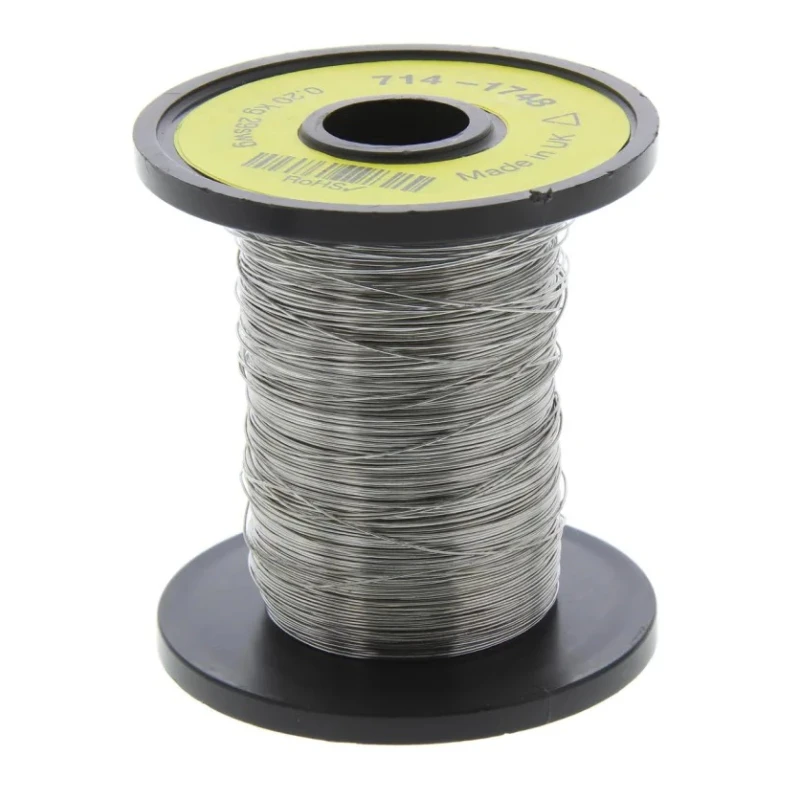 RS PRO Hook Up Wire Nickel Chrome Conductor Silver Jacket 237m Length 0.35mm Diameter 1150°C Operating Temperature 714-1748