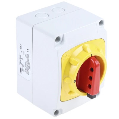 Craig & Derricott 3-Pole Base Isolator Switch IP65, 25A, 15 kW, Red Handle 