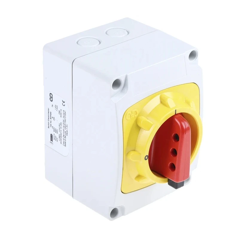 Craig & Derricott 3-Pole Base Isolator Switch IP65, 25A, 15 kW, Red Handle 