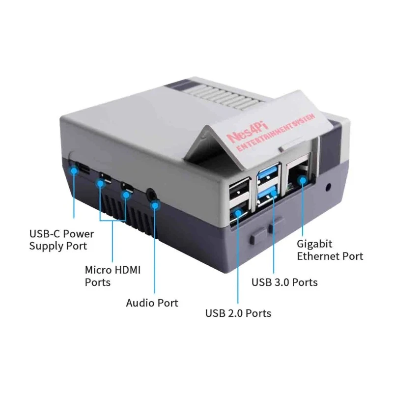 52Pi ABS Raspberry Pi Case for Raspberry Pi 4B, Grey, Retro Style with 3510 Fan, Model ZP-0086