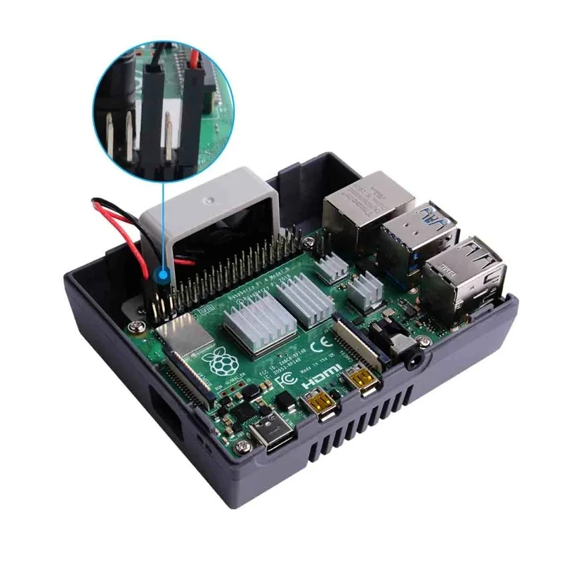 52Pi ABS Raspberry Pi Case for Raspberry Pi 4B, Grey, Retro Style with 3510 Fan, Model ZP-0086