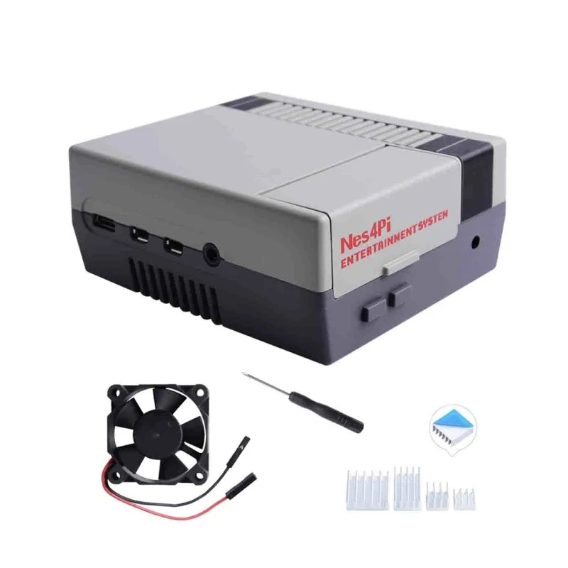 52Pi ABS Raspberry Pi Case for Raspberry Pi 4B, Grey, Retro Style with 3510 Fan, Model ZP-0086