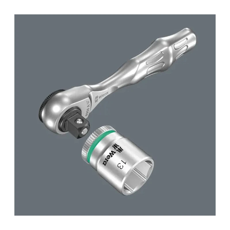 Wera 1/4 in Ratchet with Ergonomic Handle, Steel, 87mm Overall Length, Model 05003793001