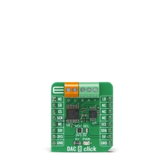 MikroElektronika DAC 8 Click 16 Bit Voltage Output Digital to Analogue Converter Add On Board for MikroBus MIKROE-4229