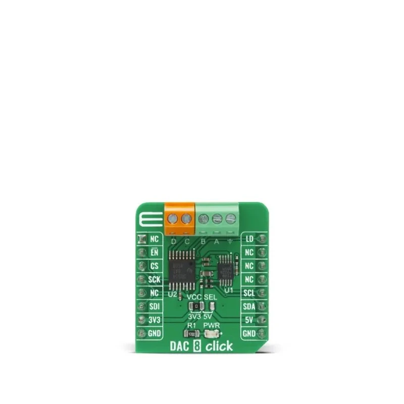 MikroElektronika DAC 8 Click 16 Bit Voltage Output Digital to Analogue Converter Add On Board for MikroBus MIKROE-4229