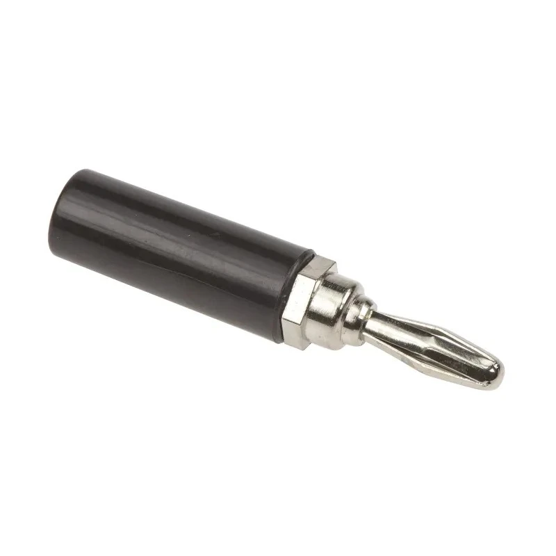 Mueller Electric Black Male Banana Plug, 4 mm Connector, Plug-In Termination, 15A, Nickel Plating BU-00244-0