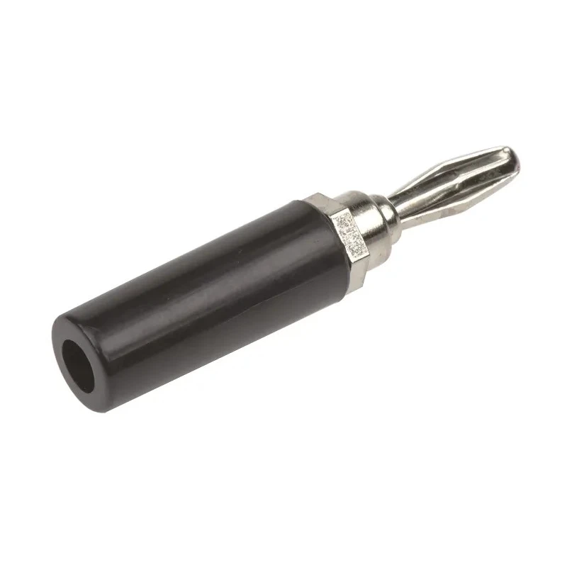 Mueller Electric Black Male Banana Plug, 4 mm Connector, Plug-In Termination, 15A, Nickel Plating BU-00244-0
