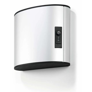 Durable Silver Aluminium Wall-Mount Key Cabinet 280mm Height 118mm Depth 18-Key Capacity 196923