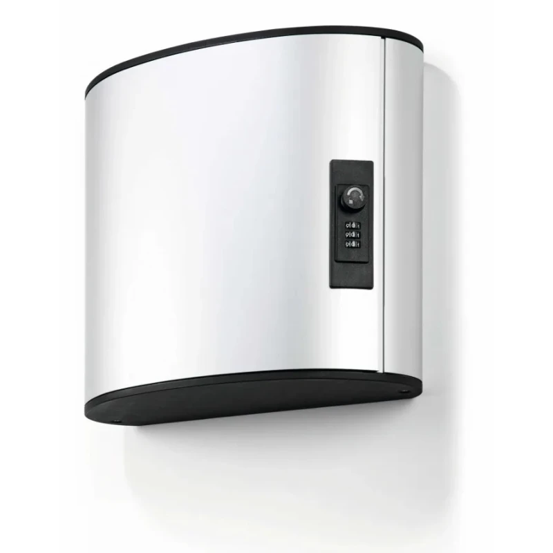 Durable Silver Aluminium Wall-Mount Key Cabinet 280mm Height 118mm Depth 18-Key Capacity 196923
