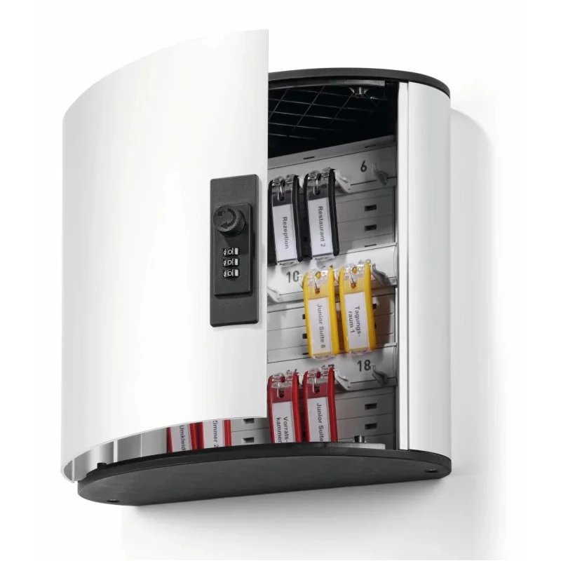 Durable Silver Aluminium Wall-Mount Key Cabinet 280mm Height 118mm Depth 18-Key Capacity 196923