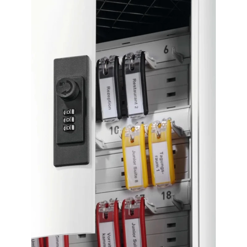 Durable Silver Aluminium Wall-Mount Key Cabinet 280mm Height 118mm Depth 18-Key Capacity 196923