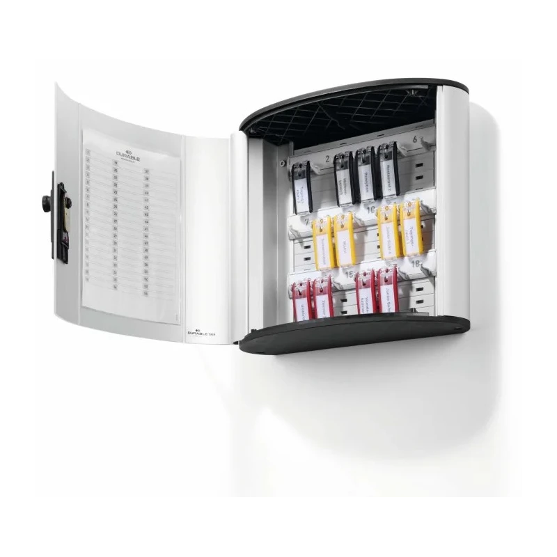 Durable Silver Aluminium Wall-Mount Key Cabinet 280mm Height 118mm Depth 18-Key Capacity 196923