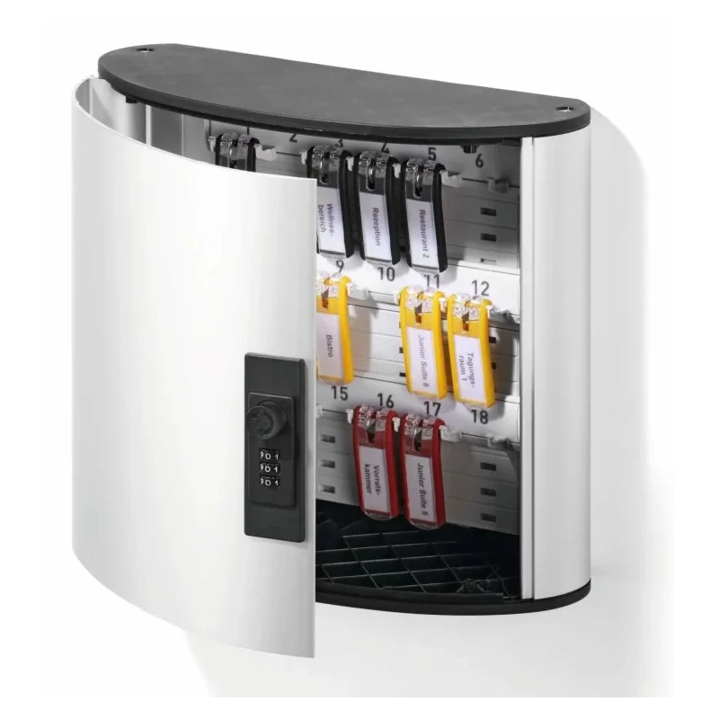 Durable Silver Aluminium Wall-Mount Key Cabinet 280mm Height 118mm Depth 18-Key Capacity 196923