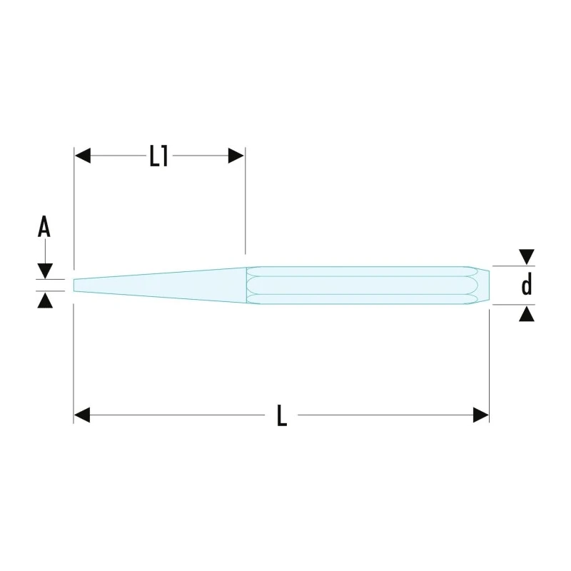 Facom 1-Piece Centre Punch, 6mm Shank Diameter, 120mm Overall Length, Zinc Plated, Model 247.6