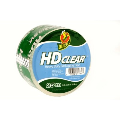 DUCK TAPE Clear Heavy Duty Packing Tape 50mm Width, 25m Length, Acrylic Adhesive 222181