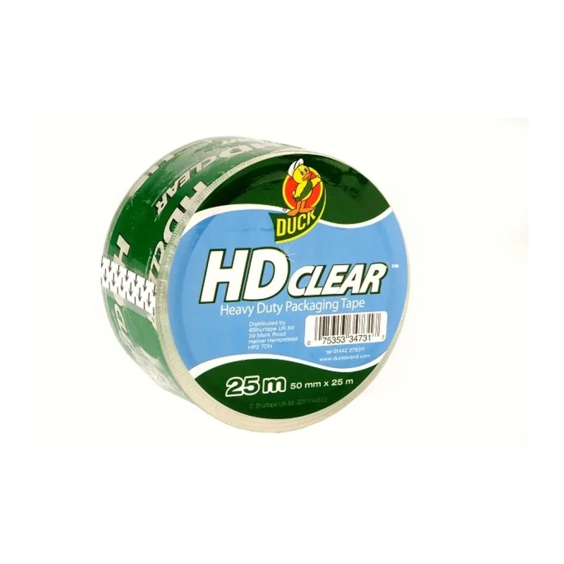 DUCK TAPE Clear Heavy Duty Packing Tape 50mm Width, 25m Length, Acrylic Adhesive 222181