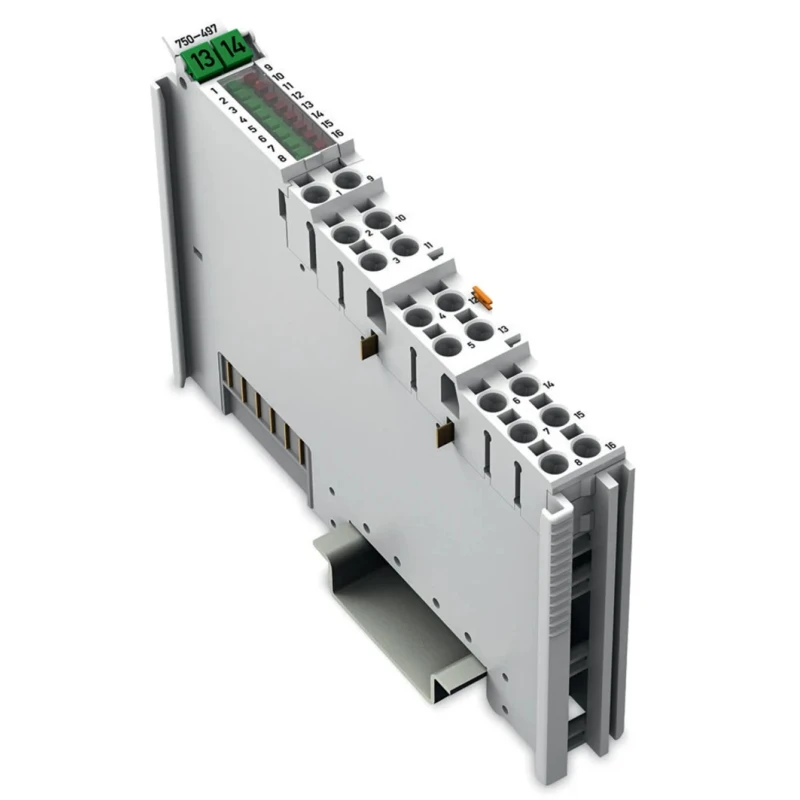 WAGO 8 Channel Analogue Voltage Input Module DIN Rail Mount 24V 750-497