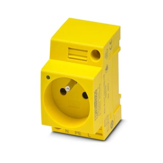 Phoenix Contact Plug Socket with Pin Connector Pattern Type E, DIN Rail Mount, Yellow, 250VAC, 16 A, Model 1068076
