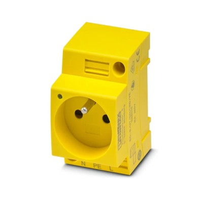 Phoenix Contact Plug Socket with Pin Connector Pattern Type E, DIN Rail Mount, Yellow, 250VAC, 16 A, Model 1068076