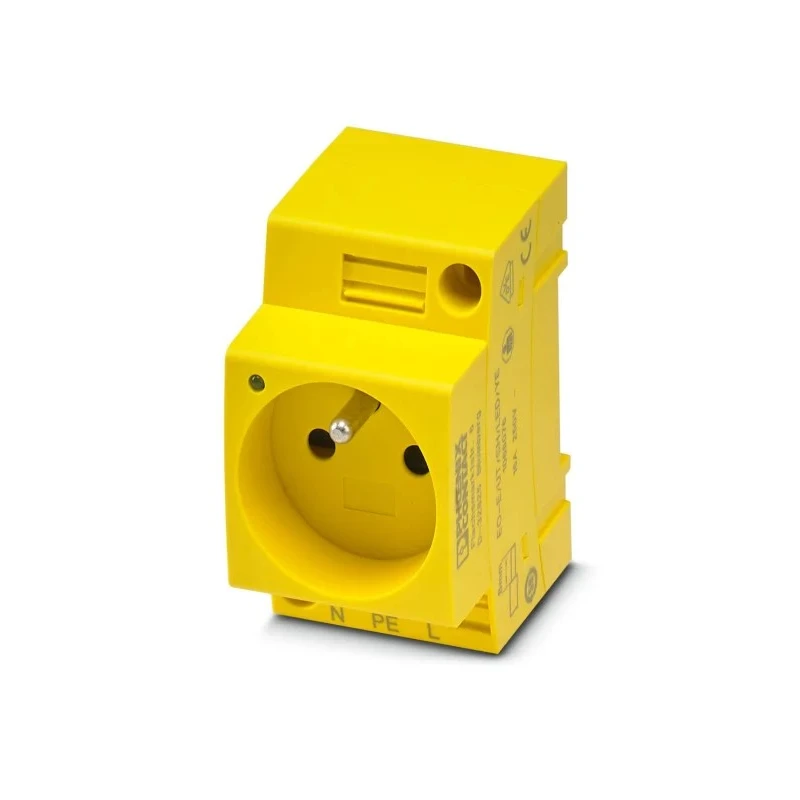 Phoenix Contact Plug Socket with Pin Connector Pattern Type E, DIN Rail Mount, Yellow, 250VAC, 16 A, Model 1068076