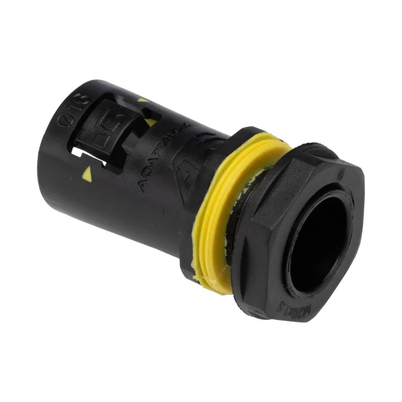 Adaptaflex Conduit Fitting, 16 mm Nominal Size, Polyamide 66, Black, M20 Thread, IP68 Rated 7TCA296170R0144 AT16/M20/A/BLY