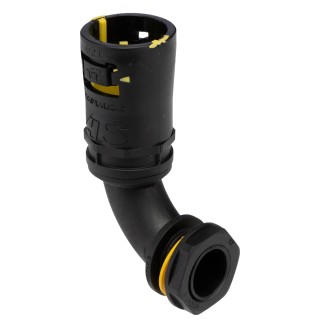 Adaptaflex Conduit Fitting Polyamide 66 Black M20 Thread, 21 mm Nominal Size, IP68 IP69K 7TCA296170R0256 AT21/M20/C90/BLY