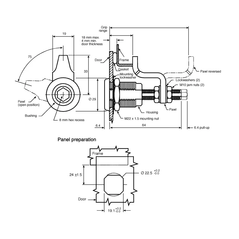 Southco Steel Lockable Compression Latch E3-5-15, Adjustable, Zinc-Plated Steel, IP65, NEMA 4, EN45545-2 E3-5-15