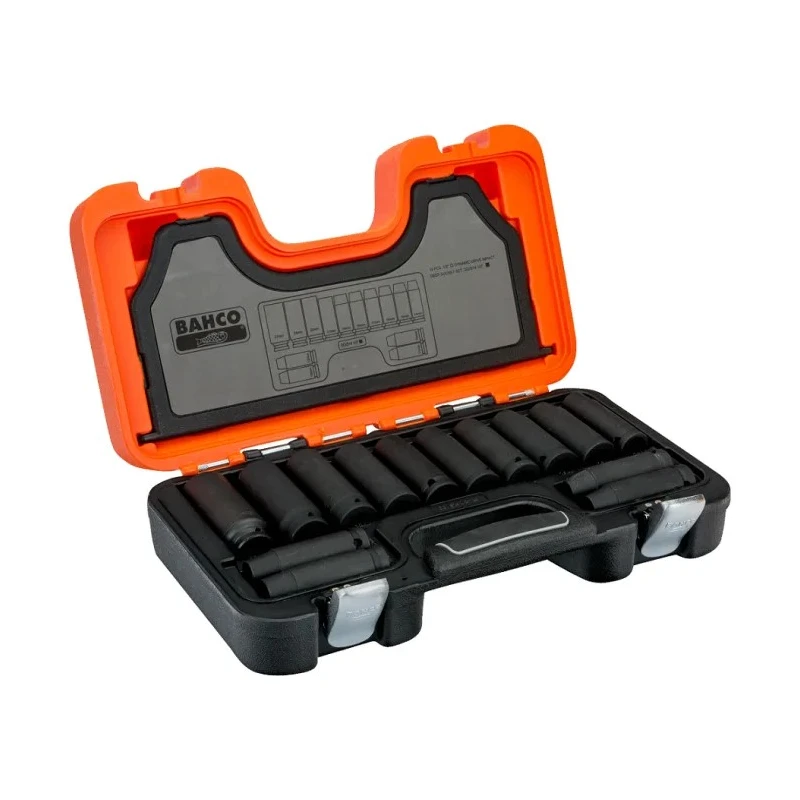 Bahco 14-Piece 1/2 in Standard Impact Socket Set DD/S14, Alloy Steel, Phosphate Finish, 375mm Overall Length