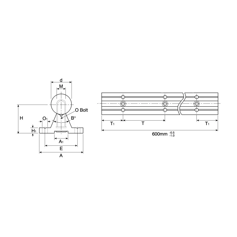 Ewellix Makers in Motion Aluminium Support Rail 600 mm Length 20 mm Shaft Diameter LRCB 20