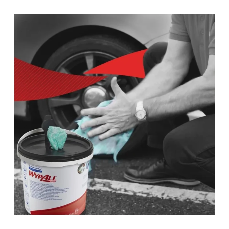 WYPALL Wet Cleaning Wipes Single-Ply Disposable Cleaning Cloths Green 27 cm x 27 cm, Bucket of 540 Sheets 7775