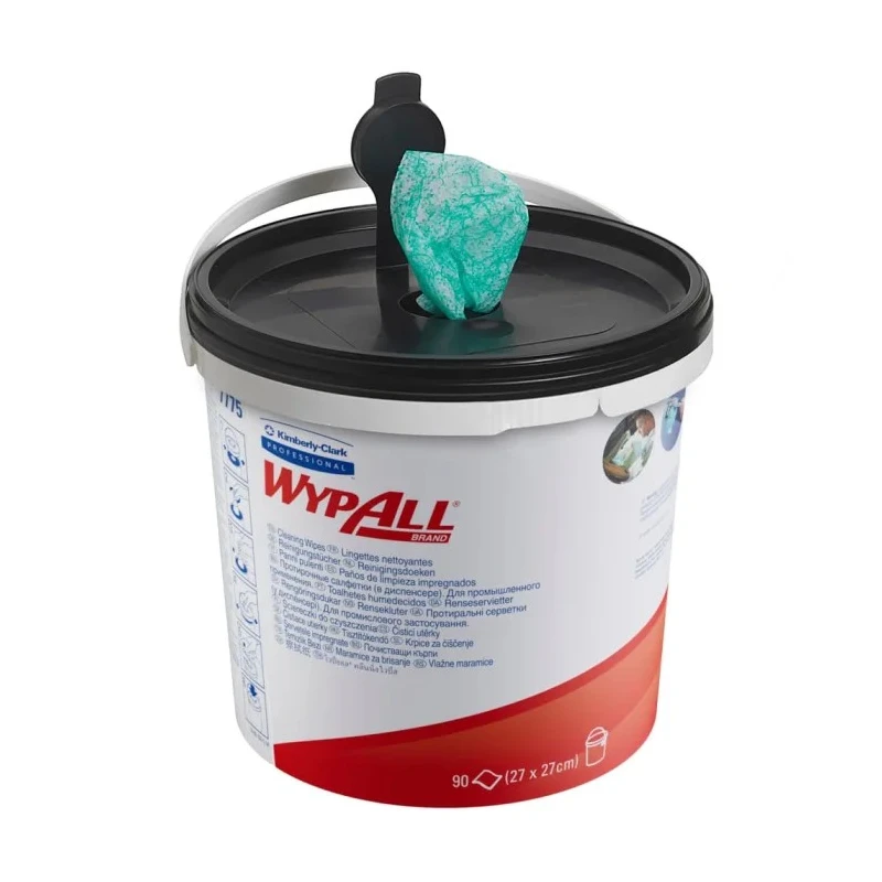 WYPALL Wet Cleaning Wipes Single-Ply Disposable Cleaning Cloths Green 27 cm x 27 cm, Bucket of 540 Sheets 7775