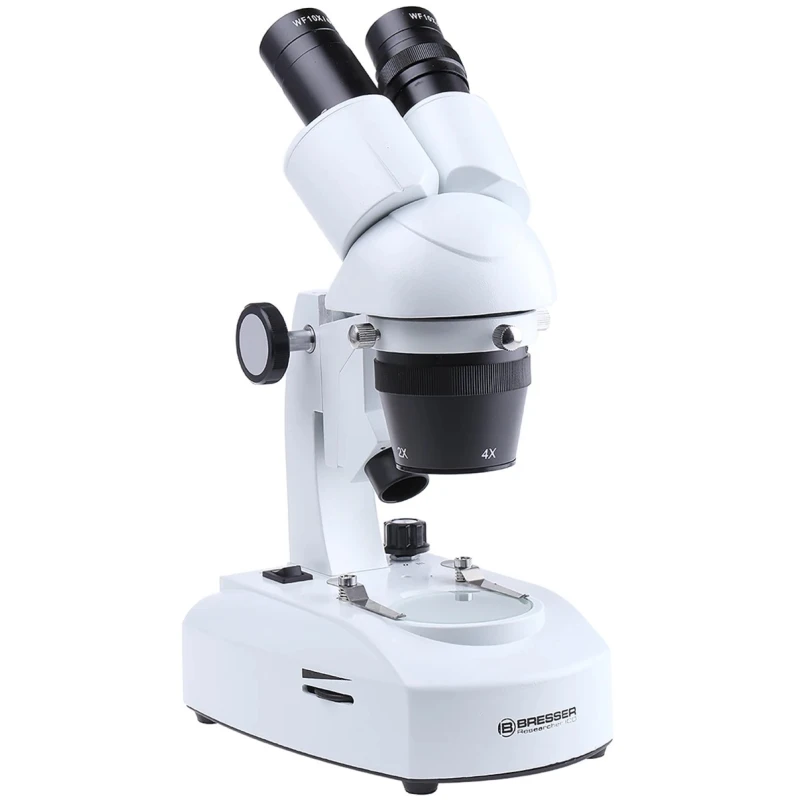 Bresser Stereo Microscope, 20 to 80 X Magnification, Halogen Illuminated, Battery Operated, Model 58-03100