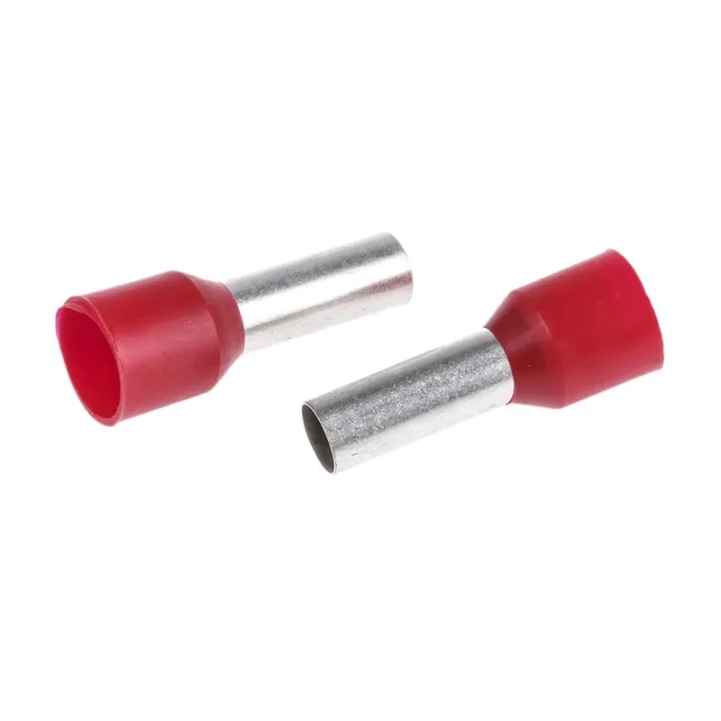 TE Connectivity Insulated Crimp Bootlace Ferrule, 12 mm Pin Length, 4.5 mm Pin Diameter, Red to 7 AWG Wire Size 2-966067-4