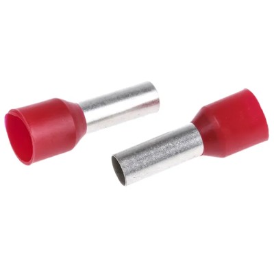TE Connectivity Insulated Crimp Bootlace Ferrule 12 mm Pin Length 4.5 mm Pin Diameter Red 7 AWG Wire Size 2-966067-4