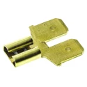TE Connectivity FASTON .250 Yellow Uninsulated Male/Female Spade Connector, Crimp, 6.35 x 0.81 mm Tab Size 61765-1