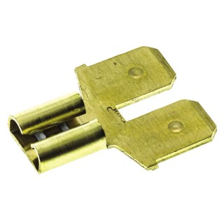 TE Connectivity FASTON .250 Yellow Uninsulated Male/Female Spade Connector Crimp 6.35 x 0.81 mm Tab Size 61765-1