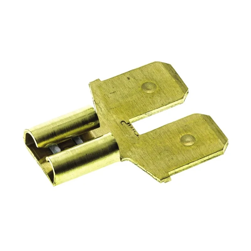 TE Connectivity FASTON .250 Yellow Uninsulated Male/Female Spade Connector Crimp 6.35 x 0.81 mm Tab Size 61765-1