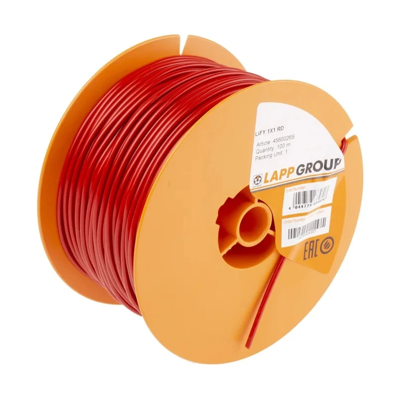 Lapp LIFY Series Red 1 mm² Hook Up Wire 100 m 4560026S Polyvinyl Chloride