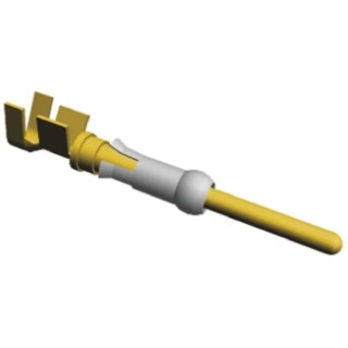 TE Connectivity Type III Series Male Crimp Terminal, 18 AWG Min Crimp, 14 AWG Max, Brass Contact, Gold Plated 66597-2