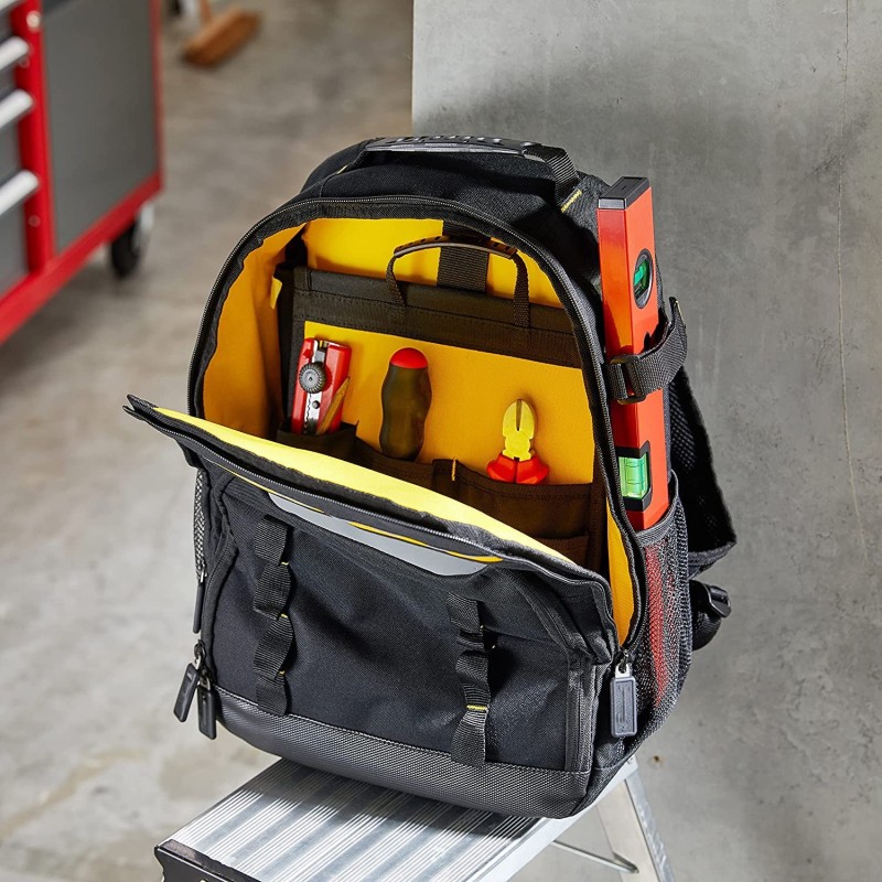 pahal-heavy-duty-fabric-tool-bag-back-pack-yellow-black-for-electrician-technician-service-engineer-61160-4